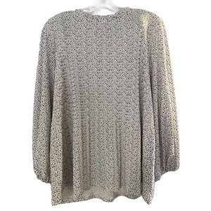 Adrianna Papell Black & White Print Long Sleeve Blouse Size X-Large